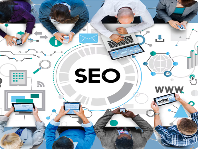 Digital marketing professional comparing SEO and Google Ads strategies on a laptop dashboard to improve website traffic, rankings, and lead generation.