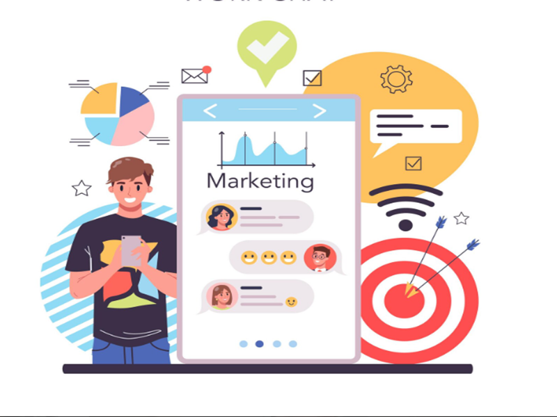 Business owner reviewing website analytics and marketing performance with a digital marketing team to improve online growth and lead generation.