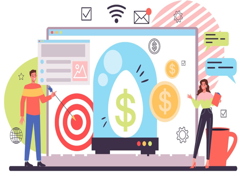 Business owner analyzing website traffic and lead generation data with a digital marketing team to improve online marketing performance.