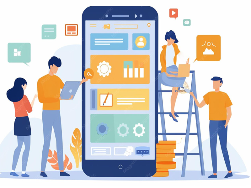 Business website displayed on smartphone and laptop screens, demonstrating responsive web design and mobile-friendly user experience.