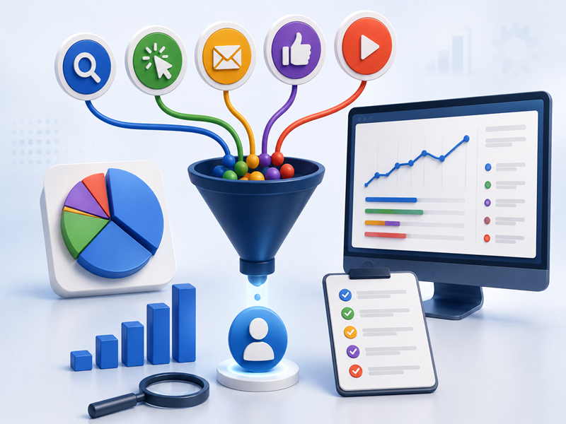 Marketing attribution showing channels driving leads