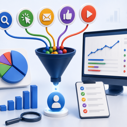 Marketing attribution showing channels driving leads
