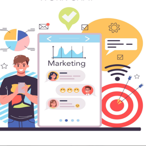 Business owner reviewing website analytics and marketing performance with a digital marketing team to improve online growth and lead generation.