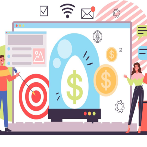 Business owner analyzing website traffic and lead generation data with a digital marketing team to improve online marketing performance.