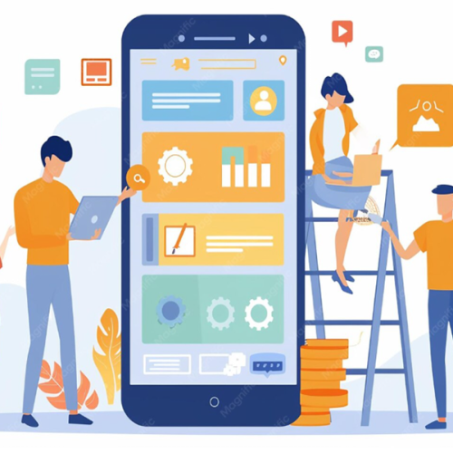 Business website displayed on smartphone and laptop screens, demonstrating responsive web design and mobile-friendly user experience.