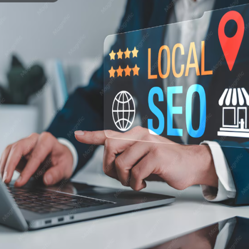 Local business owner reviewing Google Business Profile and local SEO analytics to improve search rankings and attract nearby customers.